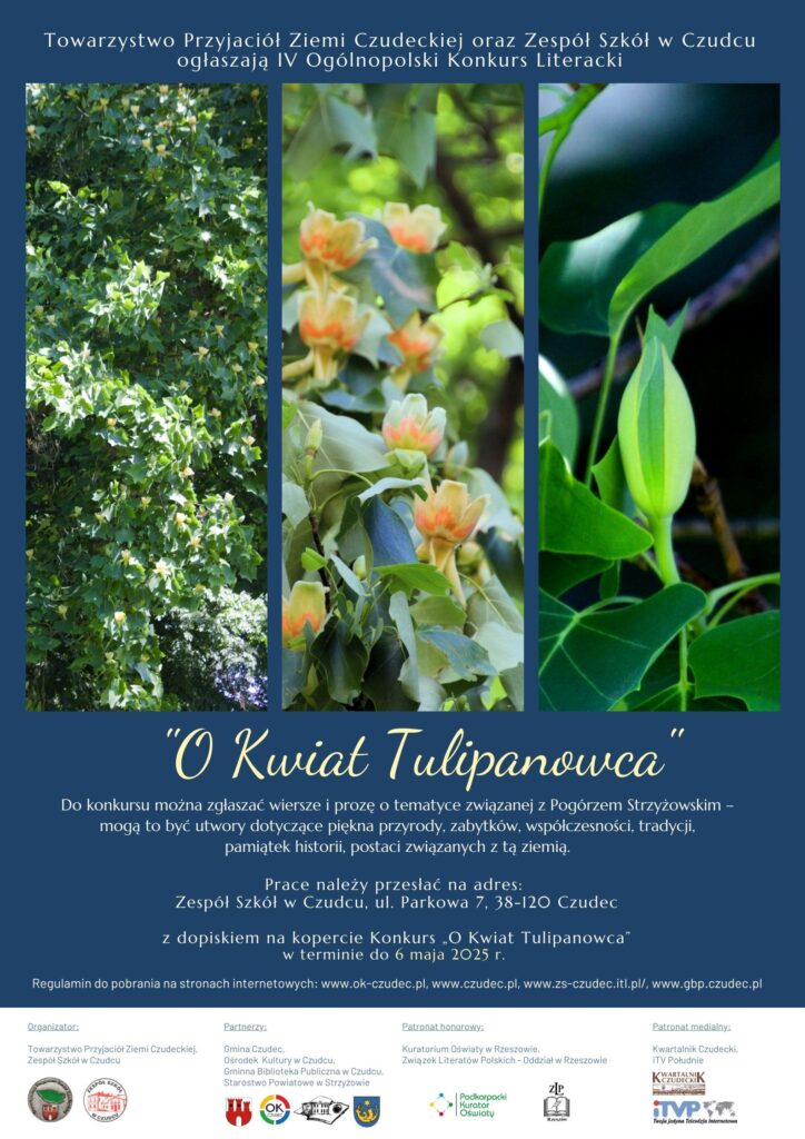 Ogólnopolski konkurs literacki O Kwiat Tulipanowca. Regulamin dostępny na stronie szkoły lub pod numerem telefonu 172771013